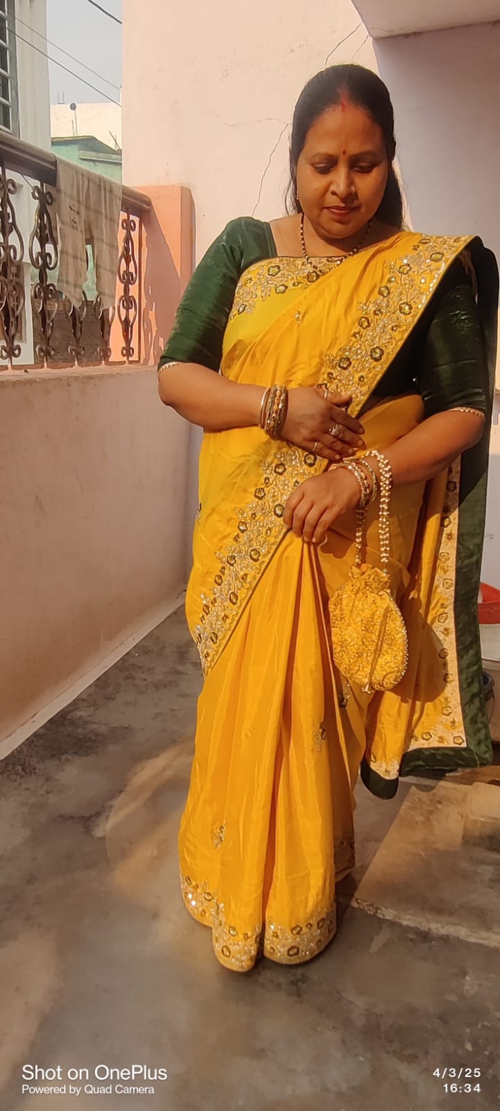 Mirror Embellished Yellow Potli Bag for Women – Festive & Elegant