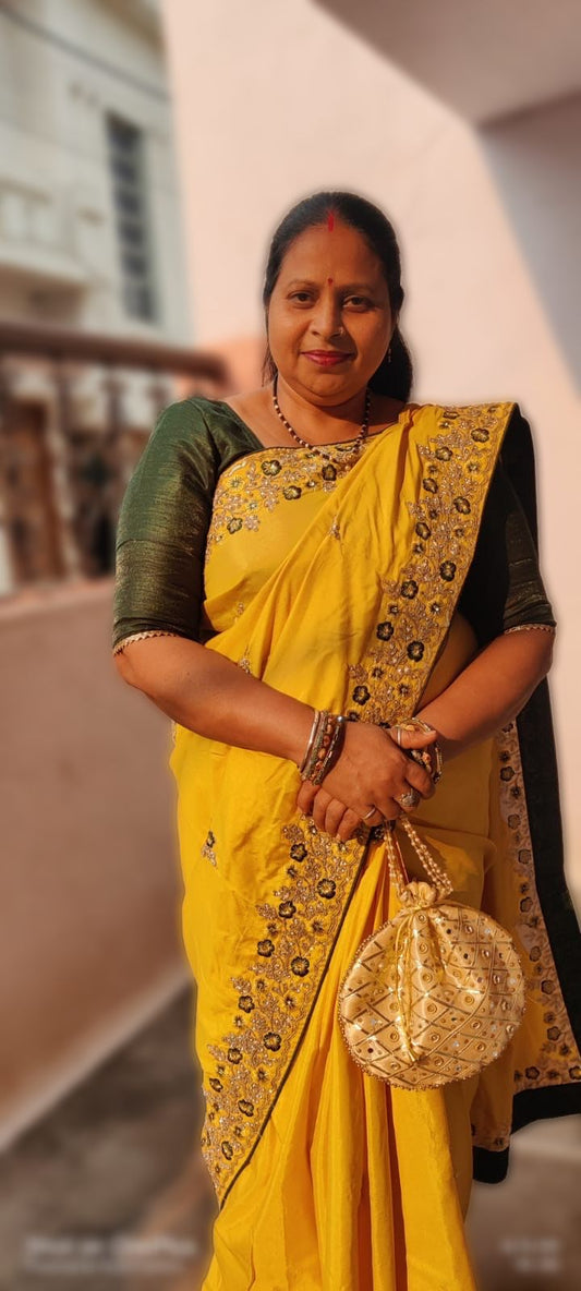 Mirror Embellished Yellow Potli Bag for Women – Festive & Elegant