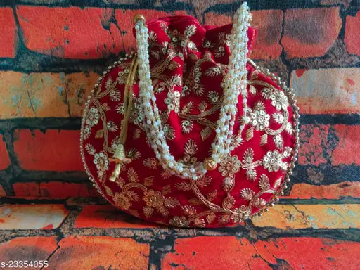Embroidered Maroon Potli Bag for Women – Festive & Stylish